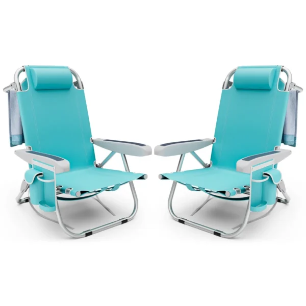 Rinkinys iš 2 turistinių kėdžių 66x65x78cm., mėlynos/pilkos spalvos