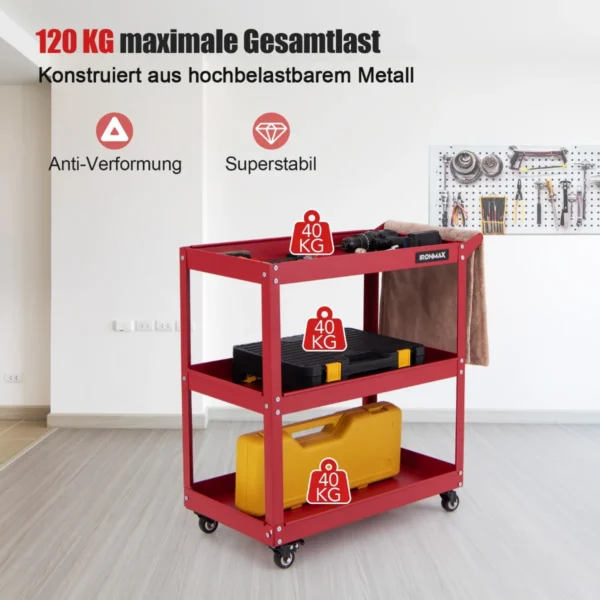 Įrankių vežimėlis 73x36x75cm., raudonos spalvos