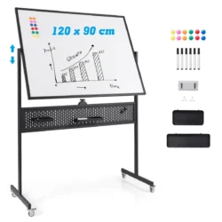 Magnetinė lenta 126x54x180cm., baltos/juodos spalvos