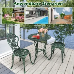 Sodo baldų komplektas iš 3 dalių, žalios spalvos