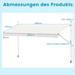 Markizė 400x210x300cm., baltos spalvos