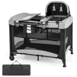 Vaikiška lovytė 110x78x84cm., juodos/pilkos spalvos