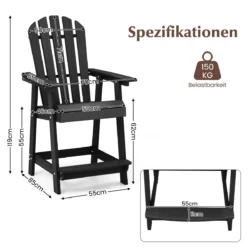 Sodo kėdė 70x85x119cm., juodos spalvos