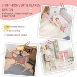 Vaikiška lovytė 86x63x81cm., rožinės/baltos spalvos