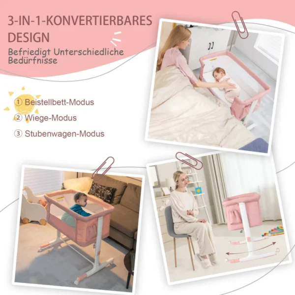 Vaikiška lovytė 86x63x81cm., rožinės/baltos spalvos