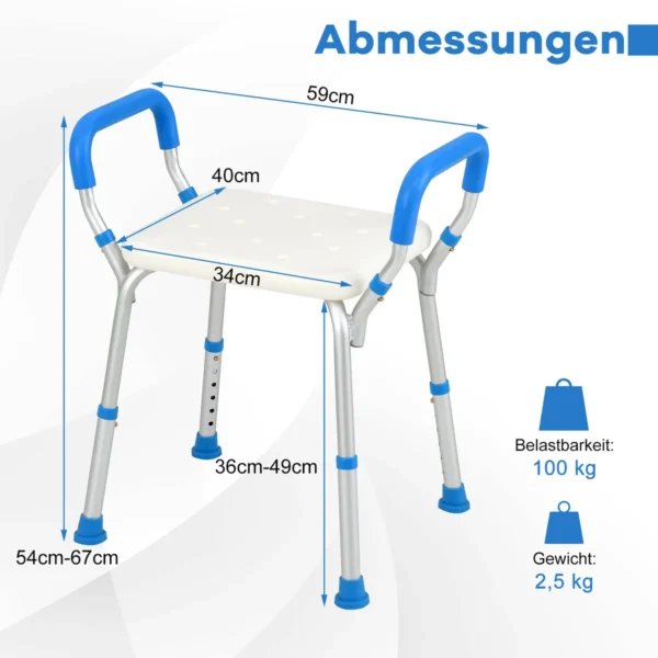 Dušo kėdė 59x43x67cm., baltos/mėlynos spalvos