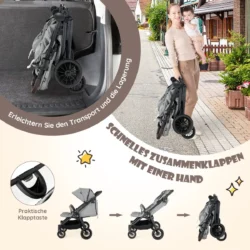 Vežimėlis 105x78,5x106cm., pilkos/juodos spalvos