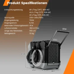 Oro sausintuvas 57x34x47cm., pilkos/juodos spalvos