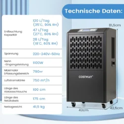 Oro sausintuvas 42,5x42x81,5cm., juodos spalvos