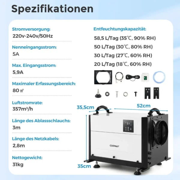 Oro sausintuvas 52x35,5x35cm., baltos/juodos spalvos