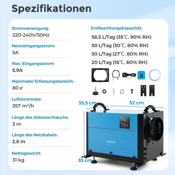 Oro sausintuvas 52x35,5x35cm., mėlynos/juodos spalvos