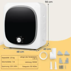 Mini skalbimo mašina 48x40x56cm., baltos/juodos spalvos