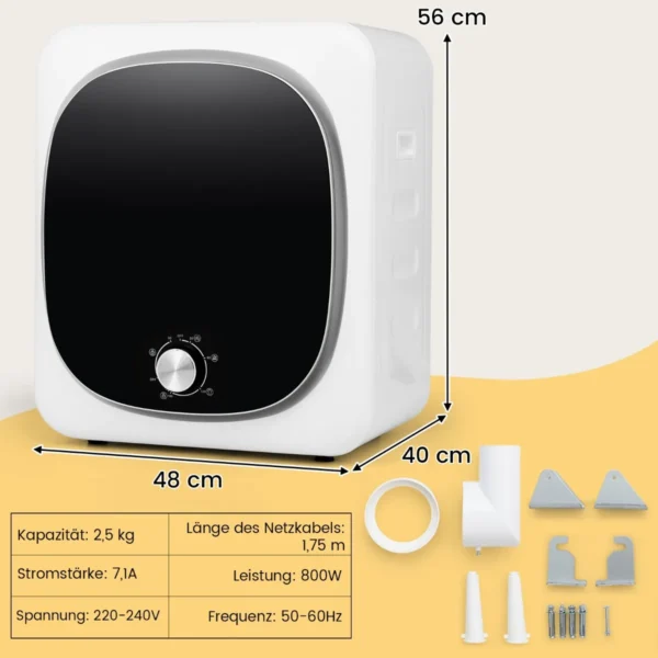 Mini skalbimo mašina 48x40x56cm., baltos/juodos spalvos