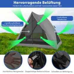 Palapinė 225x145x161cm., pilkos spalvos