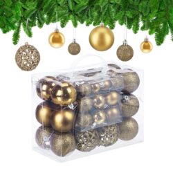 Rinkinys iš 50 kalėdinių kamuoliukų, auksinės/sidabrinės spalvos