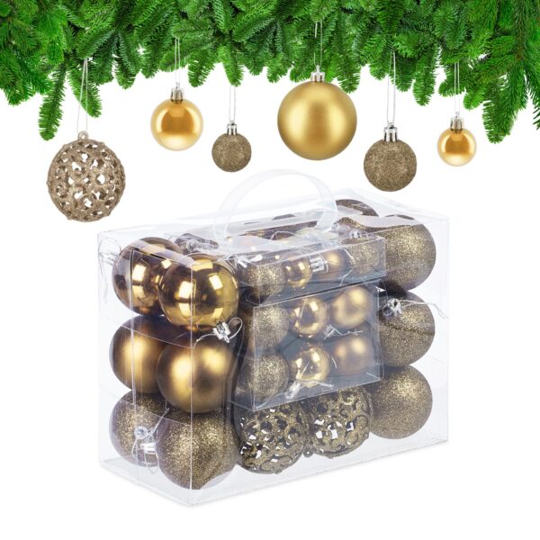Rinkinys iš 50 kalėdinių kamuoliukų, auksinės/sidabrinės spalvos